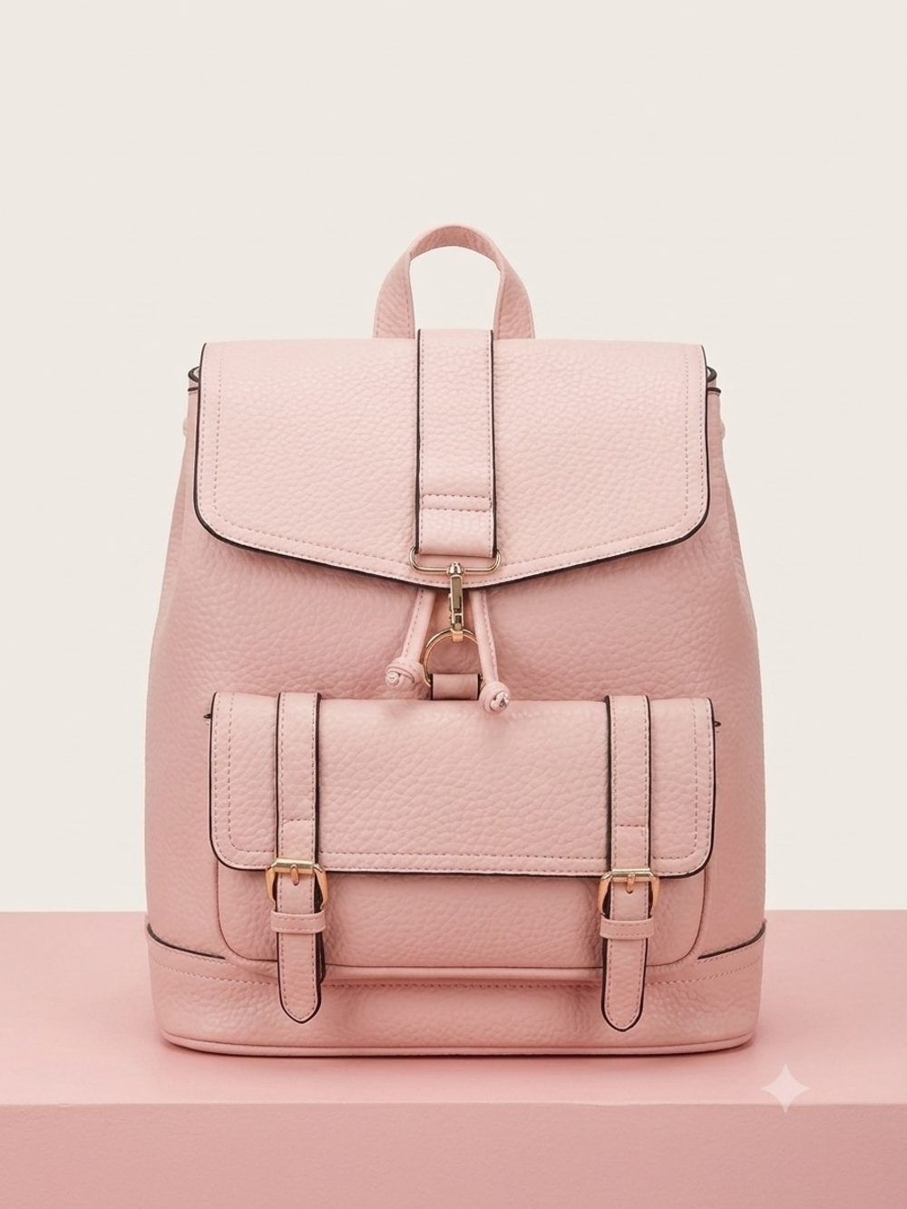 Blush Pink Pebbled Backpack - Stylish Everyday Women’s Bag